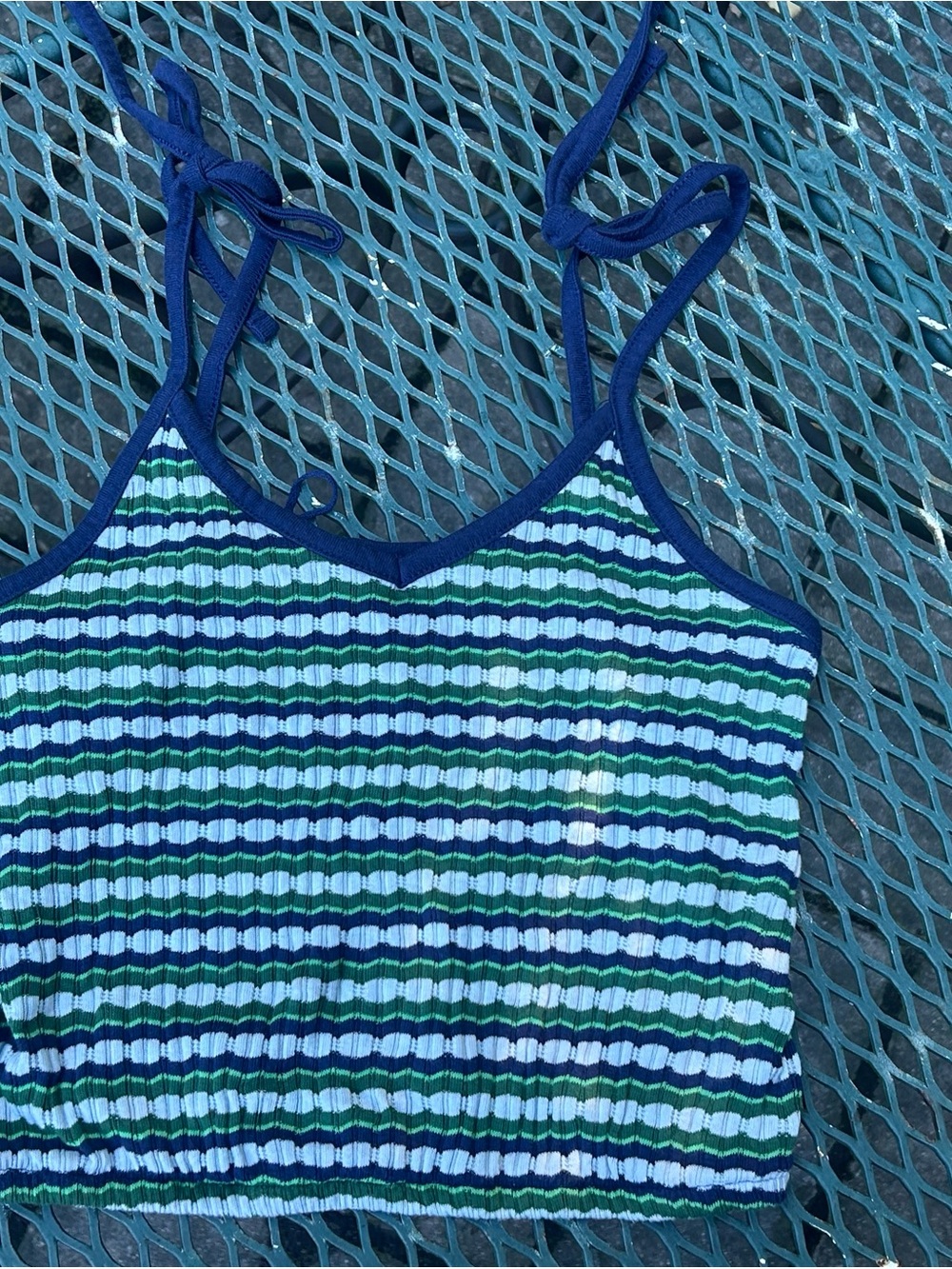 Old Navy Ribbed Striped Tank Top — Blue & Green